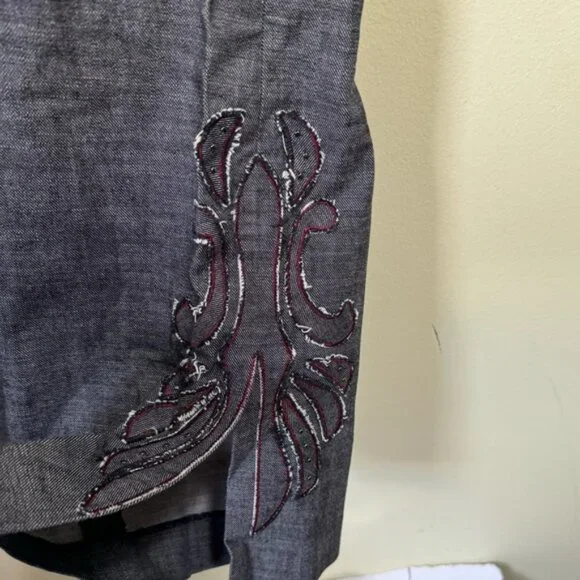 Kenneth Cole Vintage Y2K Embroidered Slit Flare Straight Leg Jean Pant Pocket 10 - Picture 5 of 16